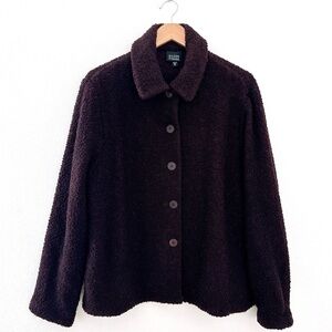 Eileen Fisher Jacket Wool Boucle Quiet Luxury Blazer Chic Coat Medium Brown